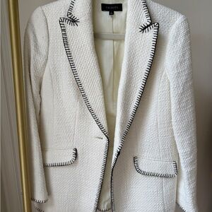 Talbots Women's White Blazer with Black Detailing